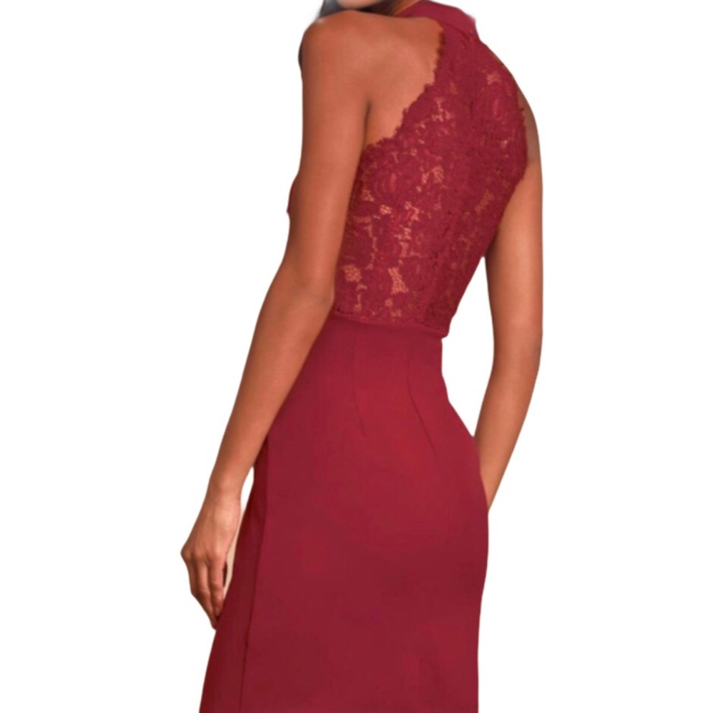 Lulus Rayleigh Burgundy Halter Mini Dress in S and M NWT - Picture 4 of 16